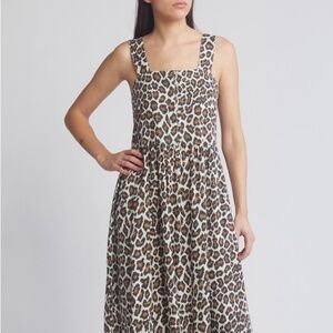 The GREAT. Sunbird, leopard print cotton dress.